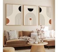 Pósteres Líneas Geométricas Abstractas Color Beige Pósteres Arte de Pared Bohemio Pintura Lienzo Imágenes Sala de Estar Dormitorio Oficina Decoración Hogar - 50x70Cmx3/20x27 Pulgadasx3 (Sin Marco)