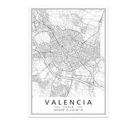 Pósteres Minimalistas De Ciudades De España En Blanco Y Negro Con Mapas De Valencia, Impresiones Artísticas De Pared, Lienzo, Pintura Para Sala De Estar, Decoración Del Hogar. 30X40Cm Sin Marco