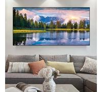 Pósteres modernos con impresiones de paisajes naturales, montañas, Alpes, lienzo, sol, bosque, lago, imágenes para decoración moderna del hogar, 35 x 70 cm, sin marco