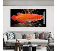 Pósteres modernos y sencillos de arte de pared con diseño de pez dragón de la suerte, impresión en lienzo, decoración para el hogar, sala de estar, dormitorio, comedor (55 x 110 cm/marco interior)
