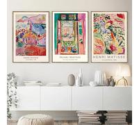 Pósteres vintage abstractos de Matisse, exposición de paisajes de mediados de siglo, impresiones de arte de pared, pintura en lienzo, imagen para decoración del hogar (60 x 80 cm/3 piezas sin marco)