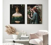 Pósteres vintage antiguos de mujeres con elegante postura y ropa, retratos impresos en lienzo, arte de pared, decoración para sala de estar y hogar (50x70cm/2 piezas sin marco)