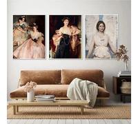 Pósteres vintage con escenas femeninas, lienzos impresos, retratos antiguos de mujeres victorianas para decoración del hogar en la sala de estar (60x80cm/3 piezas sin marco)