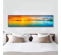 Pósteres y láminas de paisaje moderno, arte mural en lienzo, pintura de amanecer, mar y montaña para sala de estar, cuadros decorativos (10x30cm/Sin marco)