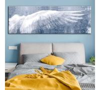 Pósteres y láminas vintage de alas, arte mural en blanco y negro, lienzos, cuadro de arte pop de alas para sala de estar 50x100cm/20x39pulgadas marco interior