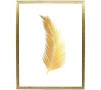 Postergaleria Póster de diseño, 30 x 40 cm, con marco de fotos dorado, plumas doradas, imágenes para cocina, oficina, salón o dormitorio, chapado en oro