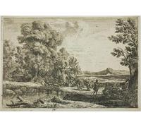 POSTERIIk Famoso impresion Pared Arte cuadros de lienzo il ponte di legno di Claude Lorrain Para la Decoración del Hogar 60x90cm
