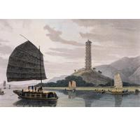POSTERIIk Famoso impresion Pared Arte cuadros de lienzo Pagoda con barche che navigano davanti da un pittoresco viaggio in India Para la Decoración del Hogar 60x90cm