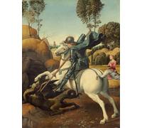 POSTERIIk Famoso impresion Pared Arte cuadros de lienzo San Giorgio e il drago di Raffaello Para la Decoración del Hogar 60x90cm