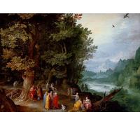 POSTERIIk Famoso impresion Pared Arte cuadros de lienzo San Govannis predica nel deserto di Jan il Vecchio Brueghel Para la Decoración del Hogar 60x90cm