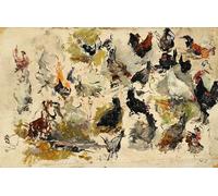 POSTERIIk Famoso impresion Pared Arte cuadros de lienzo Studio dei Galli di Marià Fortuny Para la Decoración del Hogar 60x90cm