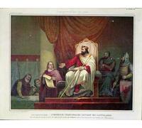 POSTERIIk Famoso moderno lienzo Impresión de Imagen Carlomagno emitiendo el capitular de Herstal en grabado por Ary Scheffer Para la Decoración de la Oficina 60x90cm