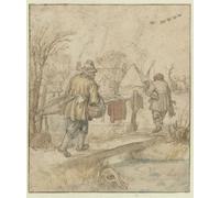 POSTERIIk Famoso moderno lienzo Impresión de Imagen Il ritorno dei cacciatori di anatre Verso di Hendrick Avercamp Para la Decoración del Hogar 60x90cm