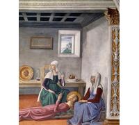 POSTERIIk Famoso Mural Fotos Prints sobre Lienzo Annuncio della morte a Santa Fina di Domenico Ghirlandaio Para la Decoración de la Oficina 60x90cm