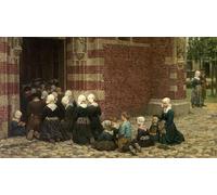 POSTERIIk Famoso Mural Fotos Prints sobre Lienzo Misa mayor en un pueblo de pescadores en el Zuyder Zee Holland de George Clausen Para la Decoración de la Oficina 60x90cm