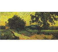 POSTERIIk Famoso Mural Fotos Prints sobre Lienzo Paesaggio con il castello di Auvers al tramonto di Vincent Van Gogh Para la Decoración del Hogar 60x90cm