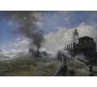 POSTERIIk Famoso Mural Fotos Prints sobre Lienzo un rimorchiatore che lascia il porto di Ostenda di Achenbach Para la Decoración del Hogar 60x90cm