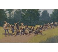 POSTERIIk Famoso Painting Cuadro Póster retro para El grito de metralla en el cerro San Juan de Frederic Remington Para la Decoración de la Oficina 60x90cm