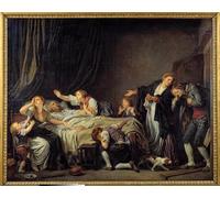 POSTERIIk Famoso Painting Cuadro Póster retro para Figlio punito il figlio torna a casa e trova la sua famiglia che piange al capezzale di Jean Baptiste Greuze Para la Decoración de la Oficina 60x90cm