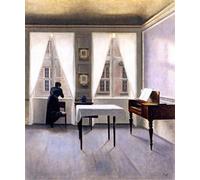 POSTERIIk Famoso Painting Cuadro Póster retro para Interno con una donna alla finestra appoggiata su una sedia Vilhelm Hammershoi Para la Decoración de la Oficina 60x90cm