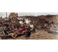 POSTERIIk Famoso Painting Cuadro Póster retro para La conquista della Siberia da parte di Yermak di Vasily Ivanovic Surikov Para la Decoración del Hogar 60x90cm