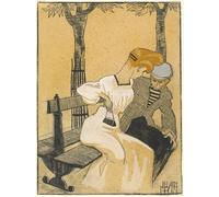 POSTERIIk Famoso Painting Cuadro Póster retro para L'uomo e la donna sulla panchina di Juan Gris Para la Decoración del Hogar 60x90cm