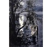 POSTERIIk Famoso Painting Cuadro Póster retro para Rappresentazione di una ninfa acquatica ondina della mitologia germanica di Albert Gustaf Aristides Edelfelt Para la Decoración del Hogar 60x90cm