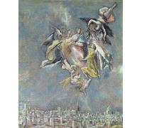 POSTERIIk Famoso Painting Cuadro Póster retro para Vista y Plano del Pueblo de Toledo Ángeles Detalle de Óleo sobre Lienzo de El Greco Para la Decoración del Hogar 60x90cm