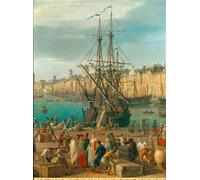 POSTERIIk Famoso Pintura Abstracta Lienzo de graffiti il porto di Marsiglia nel dettaglio che rappresenta lo sbarco delle merci di Claude Vernet Para la Decoración del Hogar 60x90cm