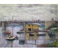 POSTERIIk Famoso Pintura Abstracta Lienzo de graffiti Ponte ad Argenteuil in una giornata grigia di Claude Monet Para la Decoración del Hogar 60x90cm