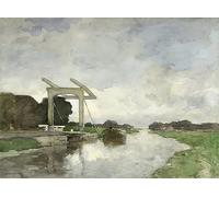 POSTERIIk Famoso Pintura Abstracta Lienzo de graffiti Ponte levatoio in North Around di Jan Hendrik Weissenbruch Para la Decoración de la Oficina 60x90cm