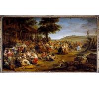 POSTERIIk impresion Pared Arte cuadros de lienzo la fiera o il matrimonio nel villaggio Tavola che rappresenta una festa di campagna di Peter Paul Rubens Para la Decoración de la Oficina 60x90cm