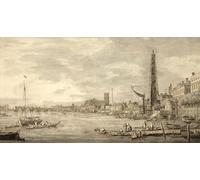 POSTERIIk Mural Fotos il Tamigi che guarda verso Westminster da vicino a York Water Gate Penna e inchiostro marrone con lavaggio grigio su carta di Antonio Canal Para la Decoración del Hogar 60x90cm