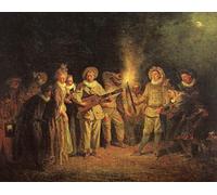POSTERIIk Pinturas Famosas impresion Pared Arte cuadros de lienzo la commedia italiana di Jean Antoine Watteau Para la Decoración del Hogar 60x90cm