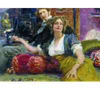 POSTERIIk Pinturas Famosas impresion Pared Arte cuadros de lienzo Retrato del poeta Sergei Gorodetsky con su esposa por Il'ya Repin Para la Decoración del Hogar 60x90cm