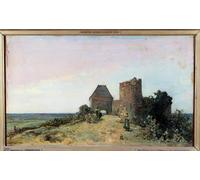 POSTERIIk Pinturas Famosas impresion Pared Arte cuadros de lienzo Veduta delle rovine del castello di Rosemont nella Nièvre Dipinto di Johan Barthold Jongkind Para la Decoración de la Oficina 60x90cm