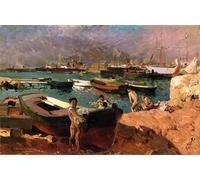 POSTERIIk Pinturas Famosas moderno lienzo Impresión de Imagen Il porto di Valencia di Joaquin Sorolla Y Bastida Para la Decoración del Hogar 60x90cm