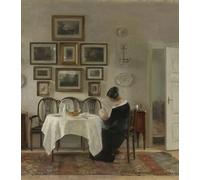 POSTERIIk Pinturas Famosas moderno lienzo Impresión de Imagen Mother and Child At the Table by Carl Holsøe Para la Decoración del Hogar 60x90cm