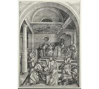 POSTERIIk Pinturas Famosas Mural Fotos Prints sobre Lienzo Cristo in disputa con i dottori di Albrecht Dürer Para la Decoración del Hogar 60x90cm