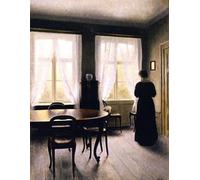 POSTERIIk Pinturas Famosas Mural Fotos Prints sobre Lienzo Interno con una donna alla finestra Fredericks Alle Vilhelm Hammershoi Para la Decoración de la Oficina 60x90cm