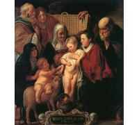 POSTERIIk Pinturas Famosas Mural Fotos Prints sobre Lienzo la Sacra Famiglia con Sant'Anna la Giovane Battista e i suoi genitori di Jacob Jordaens Para la Decoración del Hogar 60x90cm