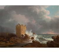 POSTERIIk Pinturas Famosas Painting Cuadro Póster retro para Il castello di Broughty durante una tempesta di Alexander Nasmyth Para la Decoración del Hogar 60x90cm