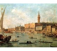 POSTERIIk Pinturas Famosas Painting Cuadro Póster retro para il Palazzo Ducale e il Molo Dal Bacino di San Marco di Francesco Guardi Para la Decoración del Hogar 60x90cm