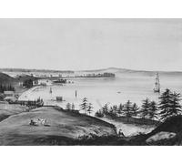 POSTERIIk Pinturas Famosas Painting Cuadro Póster retro para la baia di New York guardando gli Narrows e Staten Island presi da Brooklyn Heights William Guy Wall Para la Decoración del Hogar 60x90cm