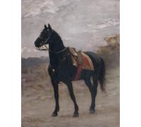 POSTERIIk Pinturas Famosas Painting Cuadro Póster retro para Le Cheval Noir Du Général Boulanger di Edouard Bernard Debat-ponsan Para la Decoración del Hogar 60x90cm