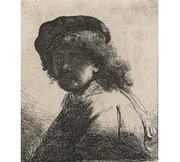POSTERIIk Pinturas Famosas Painting Cuadro Póster retro para Rembrandt con una sciarpa di Rembrandt Van Rijn Para la Decoración de la Oficina 60x90cm