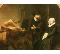 POSTERIIk Pinturas Famosas Painting Cuadro Póster retro para Ritratto di Cornelius Anslo e sua moglie di Rembrandt Van Rijn Para la Decoración del Hogar 60x90cm