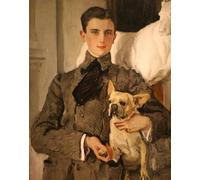POSTERIIk Pinturas Famosas Painting Cuadro Póster retro para Ritratto Offelix Felixovich Sumarokov elston con il suo cane di Valentin Alexandrovich Serov Para la Decoración del Hogar 60x90cm