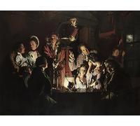 POSTERIIk Pinturas Famosas Painting Cuadro Póster retro para un esperimento su un uccello nella pompa ad aria di Wright di Derby Para la Decoración del Hogar 60x90cm