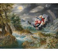 POSTERIIk Pinturas Famosas Pintura Abstracta Lienzo de graffiti Dio crea il sole la luna e le stelle nel firmamento di Jan Brueghel il Giovane Para la Decoración del Hogar 60x90cm